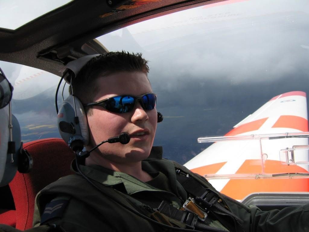 Flying a motorized glider with the Air Training Corps Volunteer Gliding School, UK